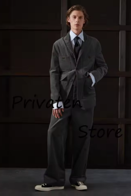 Mens 2 Piece Outfit Set Men's Corduroy Two-piece Suit Casual Fashion Suits for Men Men's Formal Kit Costumes Elegant Man Suit