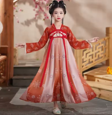 Summer Party Costume Girl Dresses Vintage Kids Clothes Vestido Casual Baby Chinese Hanfu Cosplay Children Princess Girls Dress