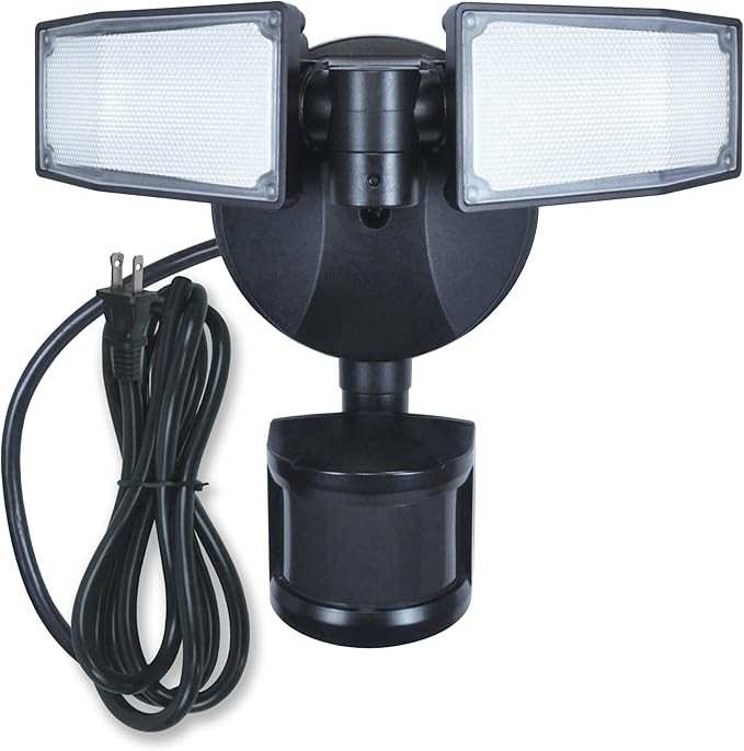 Good Earth Lighting LED Outdoor Security Flood Light in Bronze, Motion Activated, 1400 Lumens, Plug-in or Direct Wire Installation, 5000K Color Temperature, IP65 Rated