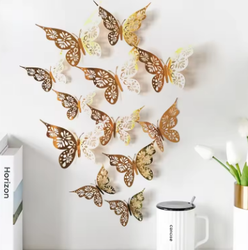 24pcs 3d Hollow Butterfly Wall Sticker Diy Home Decoration Wall Stickers Wedding Party Wedding Decors Butterfly Kids Room Decors