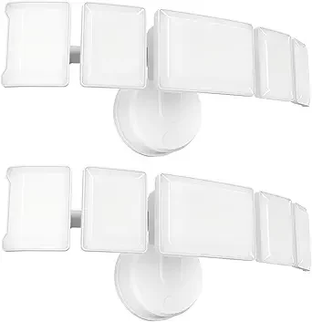 Olafus 100W Flood Light Outdoor 2 Pack, Switch Controlled LED Security Light 10000LM, 6500K Outside Floodlight with 5 Adjustable Head, IP65 Waterproof Exterior Light Fixture Wired for House Yard White