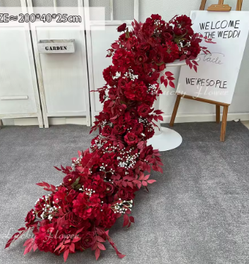 2m Luxury Runner Flower Row Artificial Flowers for Table Centerpiece Wedding Decoration Mix Flowers Backdrop Wall Arches Decor