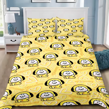 Cartoon Duvet Cover Pillowcase Bedding Set B-B-BT21S Adult Boy Girl Bedroom Decoration Children Gift Single Double Large Size