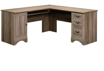 Harbor View Computer Desk, 66.14"D x 66.14"W x 30.28"H , Salt Oak finish
