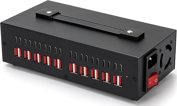 300W USB~C Charging Station, 40 Port (20 USB A & 20 USB~C Port) USB~C Charger Block, Fast Charging Station for Multiple Devices, Desktop USB Wall Charger Compatible for iPhone, iPad, Tablets