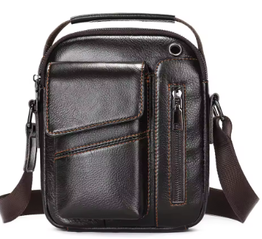 New Casual Men's Cow Leather Shoulder Bag Large Capacity Male Crossbody Bag For Men