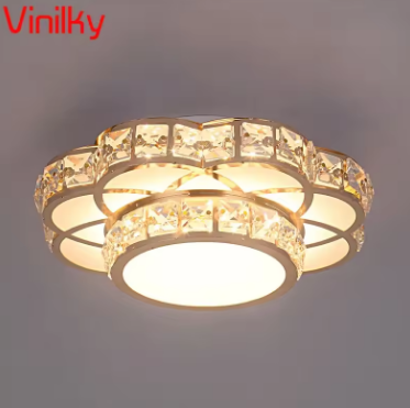 Modern Led Crystal Ceiling Lamp Flower Gold Kitchen Ceiling Chandelier Lights Aisle Corridor Stairs Plafonnier Lustre Luminaires