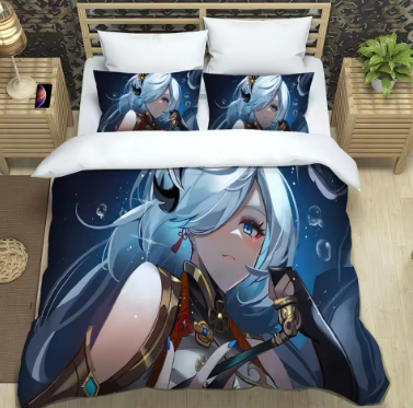 Anime Genshin Impact Bedding Set Boys Girls Twin Queen Size Duvet Cover Pillowcase Bed Kids Adult Fashion Home Textileextile