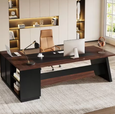 78" L-Shaped Executive Desk, Large Office Desk with Drawers and Lateral File Cabinet, Business Furniture with Storage Shelves