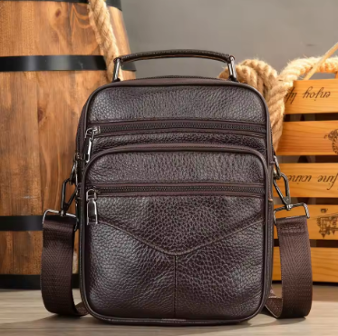 Black Men's Natural Leather Shoulder Bag Small Male Genuine Leather Handbag Easy Travel Crossbody Bag Quality Messenger Bag