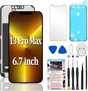 for iPhone 13 Pro Max Screen Replacement 6.7 inch, 3D Touch LCD Display Digitizer Assembly with Repair Tools (Model A2484, A2641, A2643, A2644, A2645)
