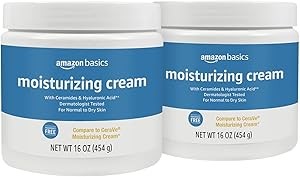 Amazon Basics Moisturizer Cream for Face, Dry Skin, Hydrating , 16 Ounces, 2-Pack