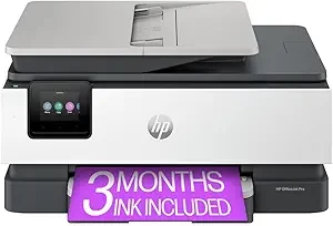 HP OfficeJet Pro 8135e Wireless All-in-One Color Inkjet Printer, Print, Scan, Copy, Fax, ADF, Duplex Printing, Best-for-Home Office, 3 Months of Instant Ink included (40Q35A)