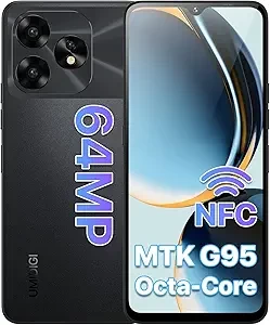 UMIDIGI Unlocked Android Phones, A15T Smartphones, 5000mAh (8+8)+128GB/TF 1TB Expand, Ultra-Slim 6.7" Screen Mobile Phones, Android 13 NFC AGPS, 64MP AI Camera 4G Dual SIM Unlocked Cell Phone, Black