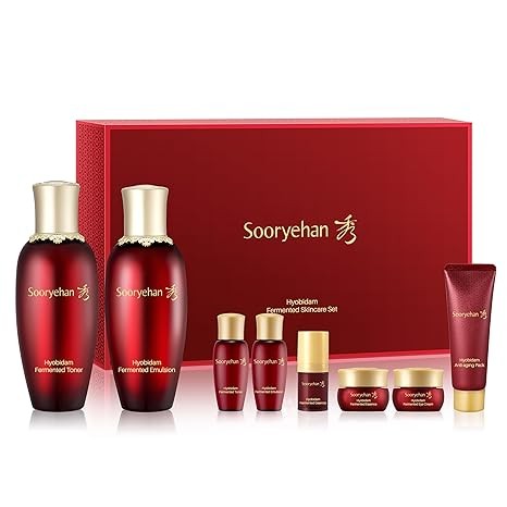 Sooryehan Hyobidam Fermented Skincare Gift Set (13.53fl oz) - Premium Korean Skin Care for Intense Hydration, Elasticity. Wild Ginseng.