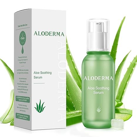Aloderma Soothing Face Serum with 65% Organic Aloe Vera - Freshly Harvested Aloe for Sensitive Skin with Beta-Glucan & Arginine - Calming, Nourishing & Revitalizing Facial Serum for Clean Skin, 1.7oz