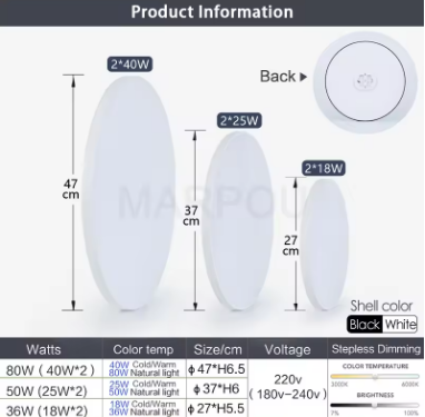 MARPOU Smart ceiling lamp led lamp for bedroom ceiling lights with Remote control Dimmable led lights for room Living room