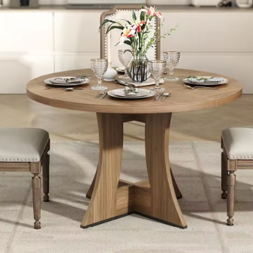 47.24" luxurious Round Dining Table for 4 Person Circle Engineered Wooden Kitchen Table for Home Dining Room Kitchen Living Room