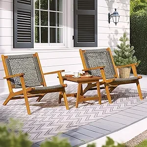 IDZO Reclining Design Heavy Duty 400lbs Capacity Patio Bistro Set 3 Piece Outdoor
