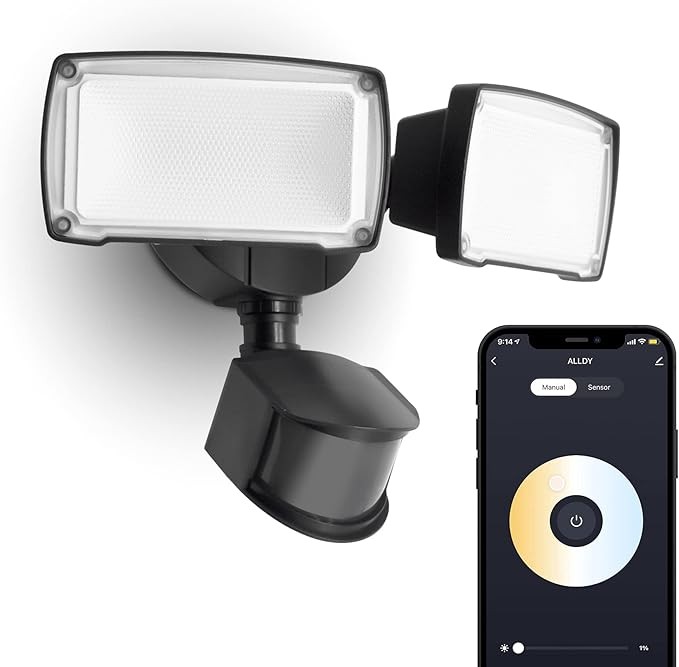 UME Smart WiFi LED Security Light Motion Sensor Outdoor, Work with Alexa/Google/SmartThings, 3000LM,2700-6500K,Waterproof,Dusk to Dawn Flood Light with APP Control Perfect for Yard,Exterio