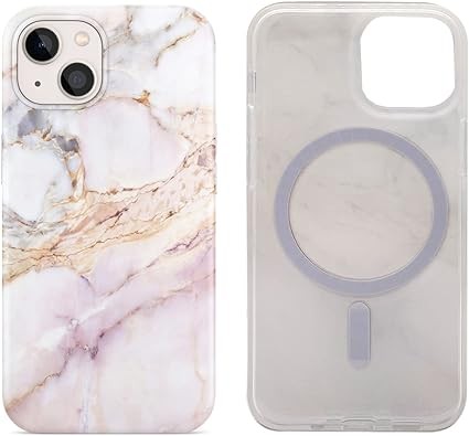 Magnetic Case for iPhone 13 Mini 5.4 inch Compatible with MagSafe Charging Soft TPU Bumper Slim Shockproof Protective Cute Cover for iPhone 13 Mini with Screen Protector (Naturle Purple Marble)