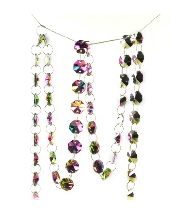 High Quality K9 14mm Octagon Beads Rainbow Wedding Crystal Garland Chain X-mas Tree Decoration